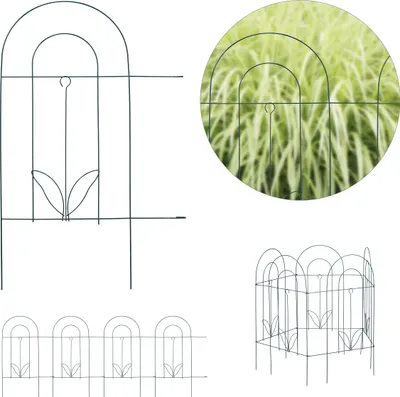 Produktbild von 15 tlg. Beetzaun, Beetumrandung für Garten, Dekozaun aus Metall, zum Stecken, Rasenzaun, HxB: 62 x 732 cm, grün