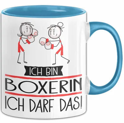 Produktbild von Geschenk für Boxerin Tasse Lustige Geschenkidee Geburtstag Ich Bin Boxerin Ich Darf Das (Blau)