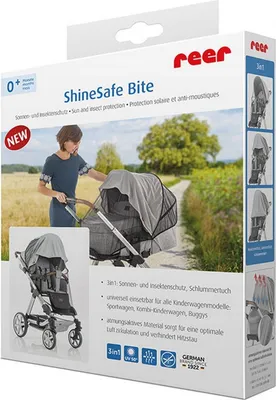 Immagine prodotto di reer ShineSafe Bite Sonnen- und Insektenschutz, Sonnenschutz, Sonnensegel, UV Schutz, Insekten, Kinderwagen, 84131