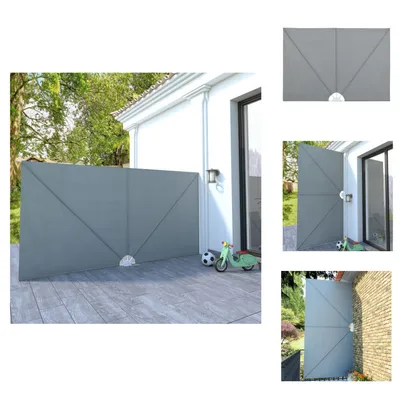 Image de vidaXL Éventail latéral de terrasse pliable Gris 400×200 cm - Parasols et ombrelles