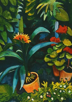 Produktbild von Kunstkarte August Macke "Blumen im Garten, Clivia und Pelargonien"