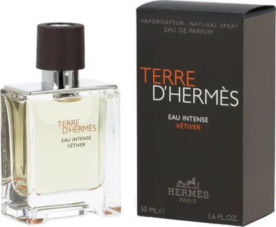 Obrázok produktu pre Hermes Terre d'Hermès Eau Intense Vetiver, Muži, 50 ml, Nádoba na jedno použitie, Sprej, Alcohol, Aqua (Water), Parfum (Fragrance), Limonene, Ethylhexyl Methoxycinnamate, Butyl..., 1 kusov