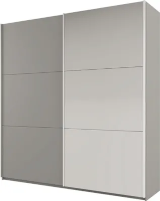 Produktbild von Furniture24 Kleiderschrank Rodos 200 Schrank Schwebetürenschrank mit Spiegel 2 Kleiderstange Platinum, 200 cm breit