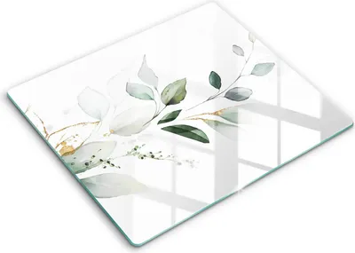 Produktbild von Abdeckung Glas - Küchenabdeckung - 60x52 cm - Abdeckplatte -Aquarellblätter
