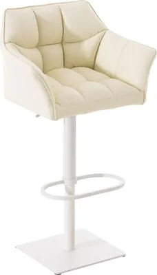Immagine prodotto di Sgabello da bar moderno - Sedia elegante - Girevole e regolabile a 360° | Colore: crema | Colore base: bianco