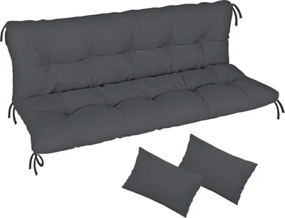 Produktbild von Hollywoodschaukel Auflage, 150x50x50, Graphit, Gartenbankauflage, Sitz- und Rückenkissen, Matratze Gartenpolster [133]