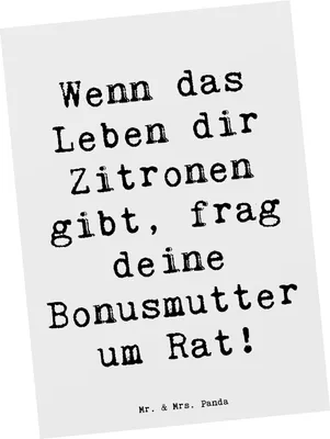 Produktbild von Mr. & Mrs. Panda Postkarte Spruch Rat bei Bonusmutter - Weiß - Geschenk, persönliche Erinnerungen, einzelkarte, Lächeln, Fotokarte, Unterstützung, einzigartige Designs