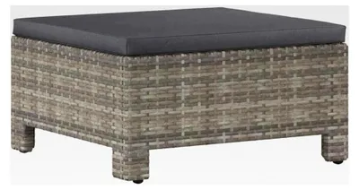 Produktbild von Gartenhocker mit Kissen Fußhocker Sitzhocker Beistellhocker Hocker Fußschemel Ottomane Gartenmöbel Terrasse Grau Poly Rattan