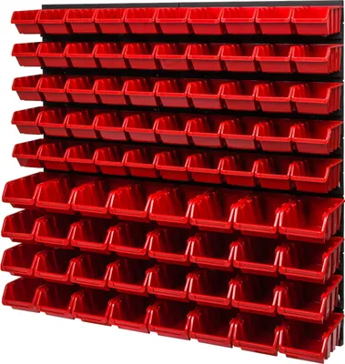 Produktbild von Stapelboxen Wandregal Box Sichtlagerkästen Schüttenregal Lagersystem 82 Boxen