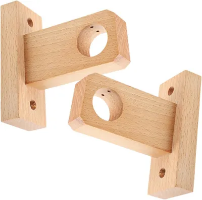 Produktbild von 2-teiliges Set aus Holz-Gardinenstangenhalterungen zur Wandmontage, einfache Wandmontage