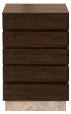 Image de Commode en bois brun, haute, avec tiroirs, meuble de chambre à coucher, design moderne