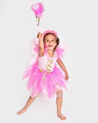 Imagen del producto de Vestido de cuento de hadas "Den Goda Fen" con accesorios, talla 110-116, color rosa, para niña