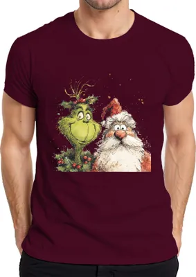 Produktbild von Grinch Weihnachtsmann lustig Weihnachten Geschenk Cartoon Retro Herren T-Shirt, Burgundy, S