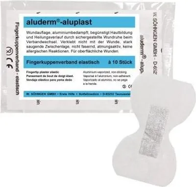 Produktbild von aluderm ® Wundpflaster aluplast 4,3 x 7,2 cm (B x L) Polyestervlies aluminiumbedampft weiß 10 St./Pack.