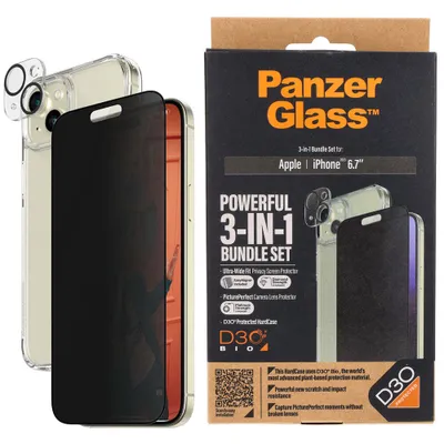 Imagen del producto de Kit de privacidad PanzerGlass 3 en 1 para iPhone 15 Plus