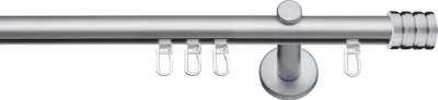 Produktbild von SN Deco Gardinenstange Innenlauf Lille, 19 mm, 1-läufig, Stahl, Komplett-Set mit Ringen, Profilträger, 120 cm, chrom matt