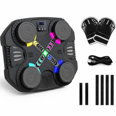Produktbild von Musik Boxmaschine Kinder, interaktiver LED Boxtrainer mit Bluetooth, Reaktionstraining Wand Boxgerät mit Punktesystem, für Kinder ab 6 Jahren