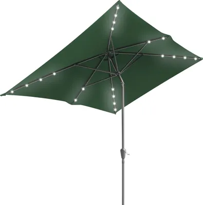 Immagine prodotto di Ombrellone Bettizia rettangolare, manovella pieghevole, ferro, ombrellone da balcone, ombrellone da mercato, inclinabile, 2 x 3 m, LED, verde