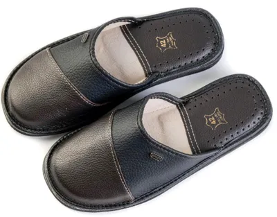 Produktbild von Leder Pantoletten Herren Hausschuhe Lederpantoffeln Echtleder Pantoffeln  44