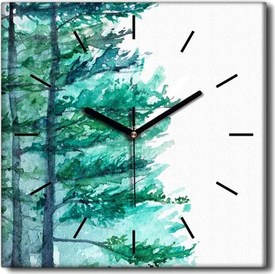 Produktbild von Coloray Uhr auf Leinwand 30x30 cm Wand Uhr Dekoration Wohnzimmer Segeltuch schwarze Hände -Winterwaldlandschaft.