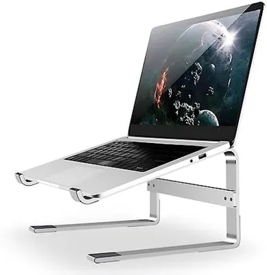 Produktbild von PolkaHome® Laptopständer – verstellbare Erhöhung aus Aluminium, 32 x 25 x 12 cm, Silber