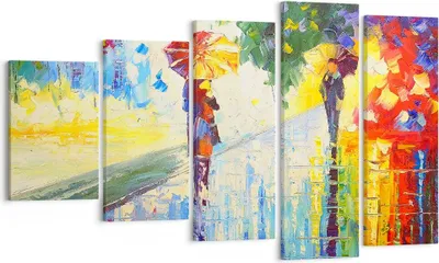 Produktbild von Bild auf Leinwand - Leinwandbild - Park Straße Regen - 100x60cm - Wand Bild - Wanddeko - Wandbilder - Leinwanddruck - Bilder - Kunstdruck - Wanddekoration - Leinwand bilder - Wandkunst - EG100x60-3508