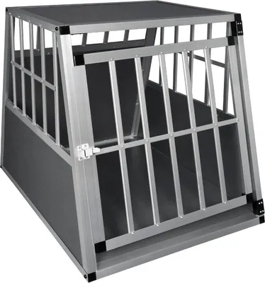 Produktbild von Happyment Hondenbench Didi – Transportbox für Hunde – Autokennel – Reisebox – Aufklappbar – Aluminium – Grau – 85x71x65?cm