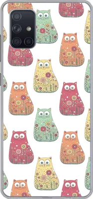 Produktbild von MuchoWow® Handyhülle Schutzhülle Hülle für Telefoonhoesje Samsung Galaxy A71 Mädchen - Katze - Blumen - Muster - Mädchen - Kinder - Kinder Silikon Softcase Handy Hülle - Kartenbesitzer
