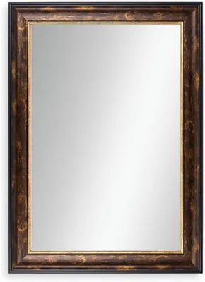 Produktbild von N#73 Barock Wandspiegel 85x180 cm mit Massivholz Rahmen | Braun Schwarz Gold | Vintage Antik Holzrahmen mit Echtglas Spiegel und Metall Aufhänger - Handgefertigt in Deutschland