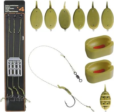Productafbeelding van 6-delige Method Feeder-set met Aashouders en Vishaken voor Karpervissen