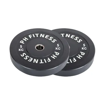 Immagine prodotto di PH Fitness Olympic Bumper Plates 5KG Set - piastre di peso in gomma da 50 mm - piastre di peso per la palestra - sollevamento pesi e allenamento della forza