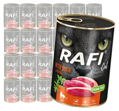 Zdjęcie produktu dla Rafi Cat Adult Bezzbożowa Mokra Karma Dla Kota Z Kaczką 24x400g