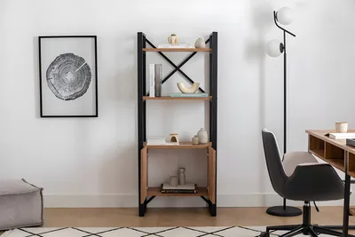 Image de Skye Decor, Milano, bibliothèque, 100 % PANNEAUX DE SPANCE MELAMINÉS, pin atlantique, 64 x 32 x 160 cm