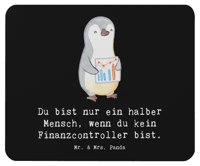 Produktbild von Mr. & Mrs. Panda Mauspad Finanzcontroller Herz - Schwarz - Geschenk, mausteppich, pc mousepad, Mouse Pad, laptop