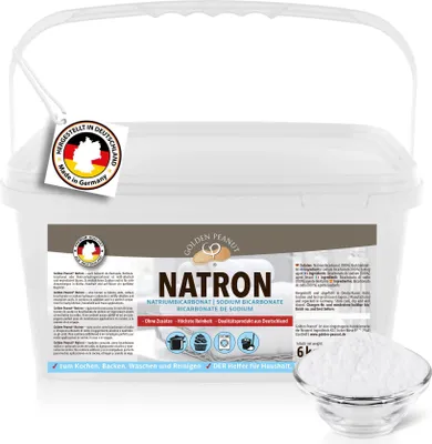 Produktbild von GOLDEN PEANUT Natron Pulver 6 kg - Premium Natriumhydrogencarbonat, Backsoda, Backpulver, Wasch-Soda, hochreine Lebensmittelqualität aus Deutschland