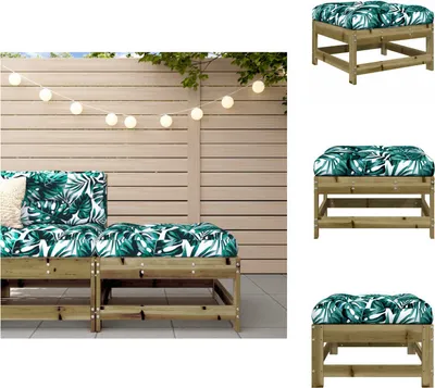 Produktbild von vidaXL Gartenhocker mit Kissen Kiefernholz Imprägniert -  Gartensofaelemente