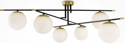 Immagine prodotto di Plafoniera, vetro metallico, oro opaco, a 6 fiamme, P 115 cm