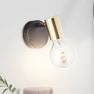 Produktbild von BRILLIANT schwarzer Wandspot KERRY | moderne Wandleuchte mit Gold Akzenten und mit E27 Fassung max. 40W | Metall