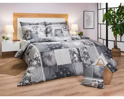 Obrázek produktu pro Bavlněné povlečení Pampelišky 3D šedé 140x200, 70x90 cm