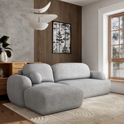 Produktbild von Masseno Ecksofa MODENZA N L-S mit Schlaffunktion L-Form, Sofa mit Bettkasten, Wohnzimmersofa, Couch, Soffa, Bettsofa, Couchgarnitur- Hellgrau, NOW OR NEVER 83