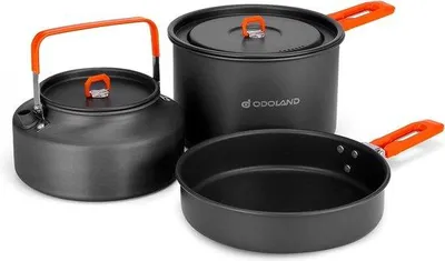 Produktbild von Kochset für Outdoor-Kocher, Campingkochset mit Kochtopf, Kochtuch und Bratpfanne, Kochgegenstände für Camping, Outdoor, Kochen, Wandern, Reisen