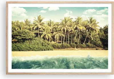 Produktbild von Gerahmtes Poster - Rahmen in heller Eiche - Natur Strand Palmen - 91,5x61 cm - Wand Bild - Wanddeko - Wandbilder - Kunstposter - Wandposter - Bilderrahmen - Bilder - Kunstdruck - P2NAA91x61-4915