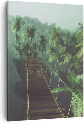 Produktbild von Bild auf Leinwand - Leinwandbild - Einteilig - Dschungel Palme Brücke - 50x70cm - Wand Bild - Wanddeko - Wandbilder - Leinwanddruck - Wanddekoration - Leinwand bilder - Wandbild - PA50x70-3674