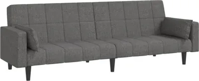 Produktbild von vidaXL Schlafsofa 2-Sitzer mit 2 Kissen Hellgrau Stoff