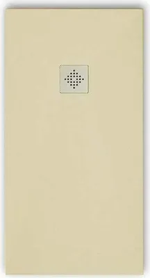 Produktbild von Mineralguss-Duschwanne extra flach PURE Schieferoptik beige 90x170 cm Edelstahl in chrom Ablaufschutz in Chrom