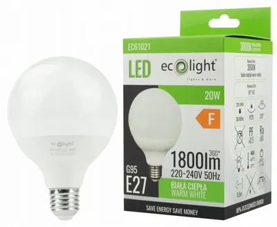 Zdjęcie produktu dla Żarówka LED G95 E27 20W 3000K