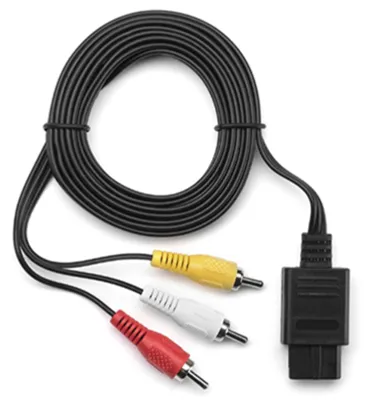 Obrázok produktu pre Štandardný AV kábel, dĺžka 1,8 m, 3 farby, samec, oceľovo-medený, ohybný audio-video kábel pre N64 a NGC