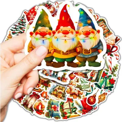 Produktbild von Weihnachtsaufkleber-Set, 50 Stück, bunt, zum Selbermachen für Kinder, wasserfest