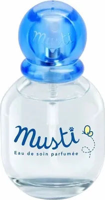 A clear product shot of a bottle of Mustela Musti Eau De Soin Parfumee.