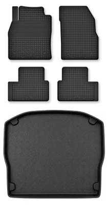 Image de Tapis en caoutchouc + bac de coffre pour Volvo S40 II 2007-2012 (berline) – 5 pièces, noirs, semi-universel, adapté
